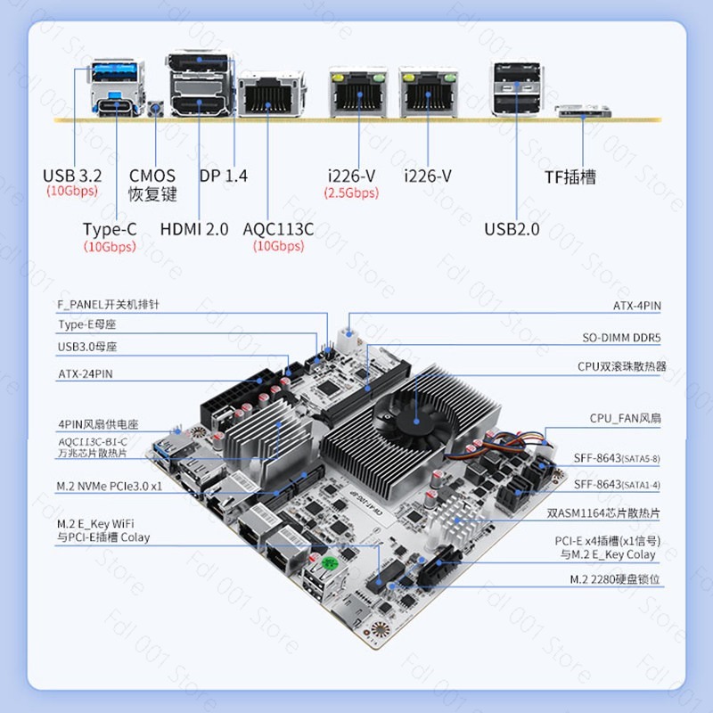 N150 8 Bay 10GbE NAS Motherboa - Mini Itx Dual 2.5G Nas Motherboard 评论和价格